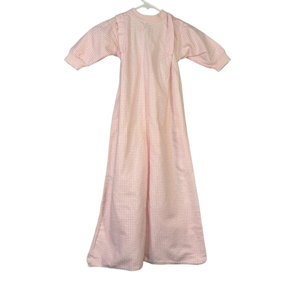 Vtg Trundle Bundle Infant Sleep Sack Gown Pink & White Checkered Size Newborn - Picture 3 of 5